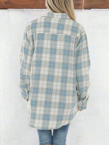 Loose Retro Checkered Women's Casual Shirt Suitable For Spring, Autumn, And Winter