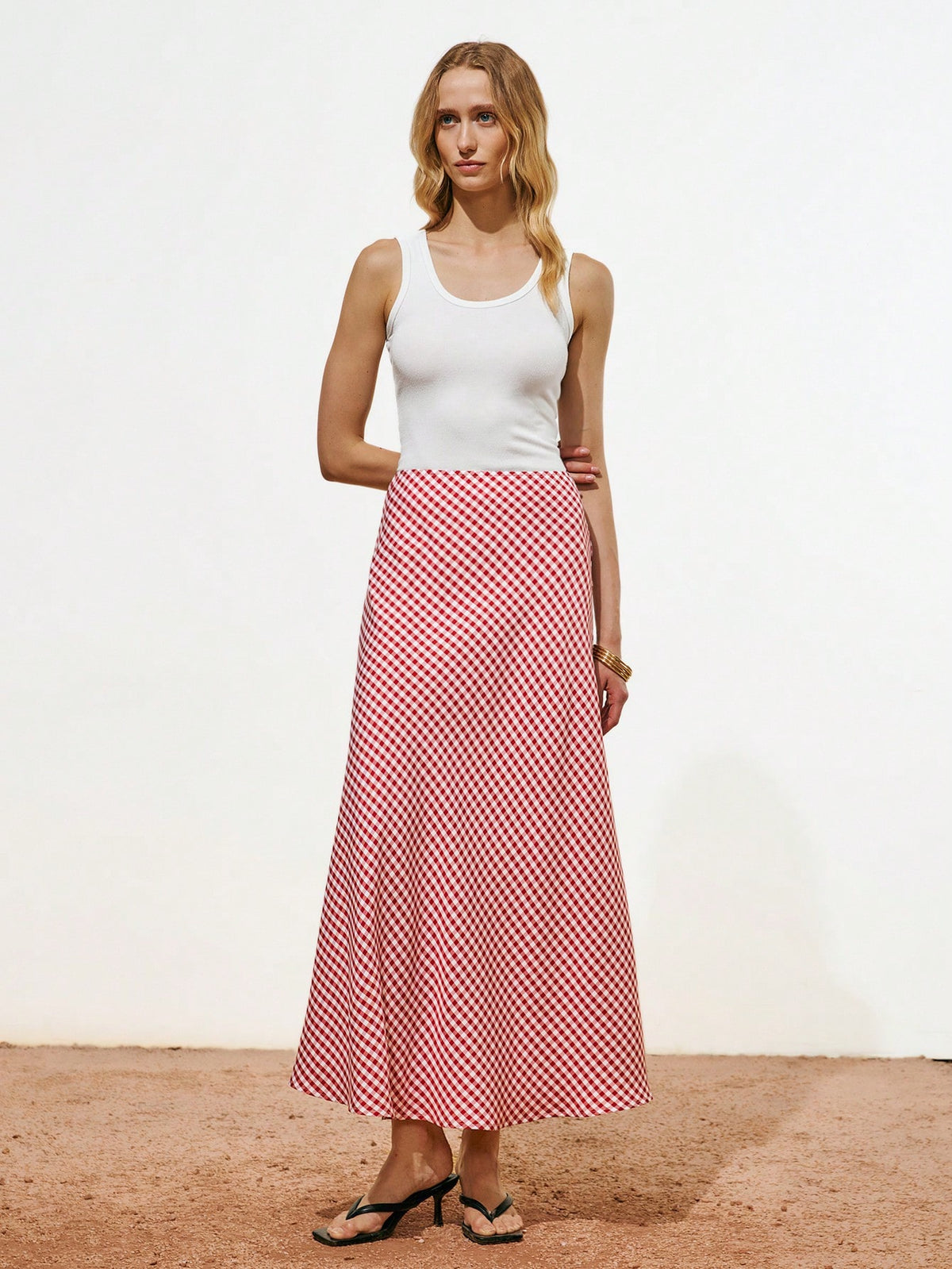 Lumivelle Women's Elegant Plaid Skirt, Spring/Summer