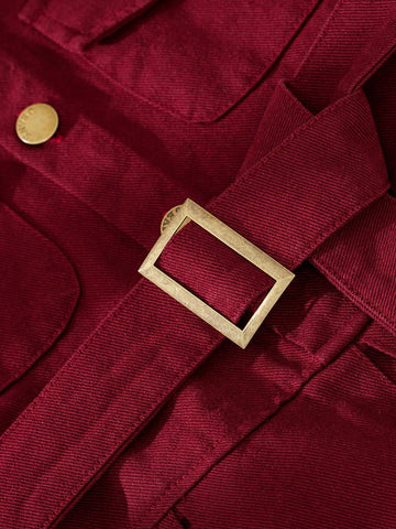 Young Girl' Denim Sleeveless Dress With Shirt Collar, Pocket Stylish Denim Princess Dress