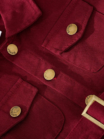 Young Girl' Denim Sleeveless Dress With Shirt Collar, Pocket Stylish Denim Princess Dress