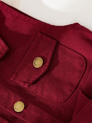 Young Girl' Denim Sleeveless Dress With Shirt Collar, Pocket Stylish Denim Princess Dress