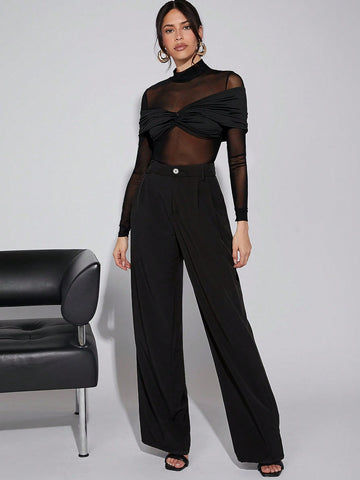 Womens Twisted Ruching Bodysuit