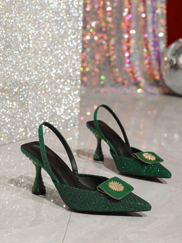 Luxury Elegant Lady Style Headwrap Sandals Women Shoes, New Summer 2024 Pointed Toe High Heel Slip-On