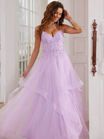 Luxury Pink Lace Prom Dresses Long With Puffy Skirt Ball Gown Hand Beading Formal Evening Gowns