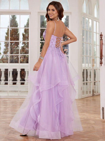 Luxury Pink Lace Prom Dresses Long With Puffy Skirt Ball Gown Hand Beading Formal Evening Gowns