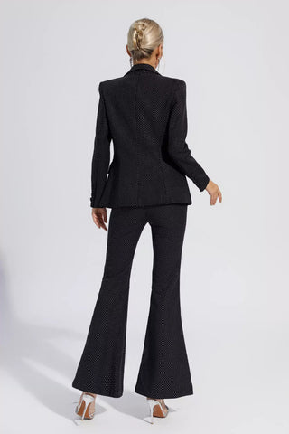 Lylah Black Polka Dots Blazer Set