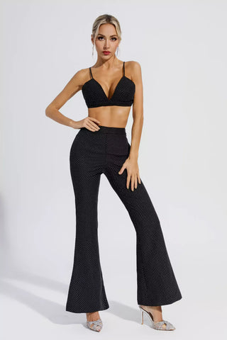 Lylah Black Polka Dots Blazer Set