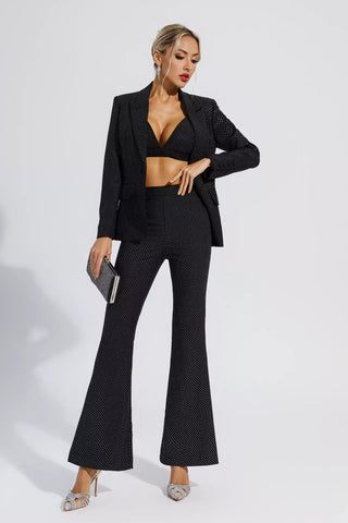 Lylah Black Polka Dots Blazer Set