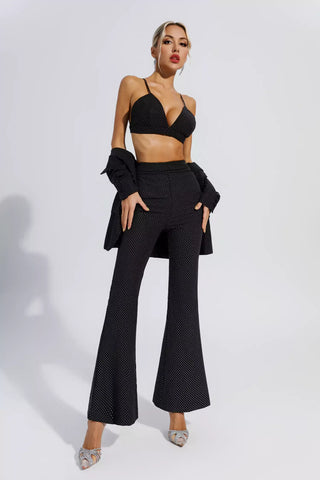 Lylah Black Polka Dots Blazer Set