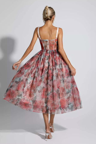 Lyric Pink Floral Midi Dress