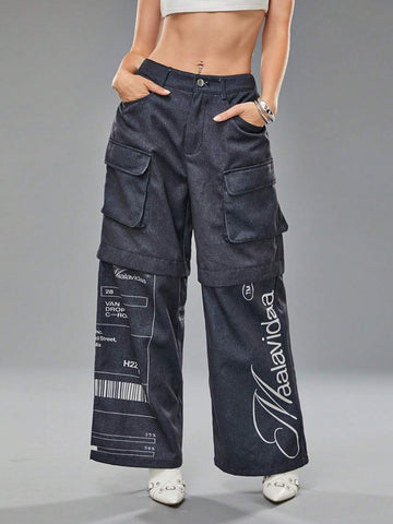 MAALAVIDAA Artist Casual Printed Loose Pocket Long Pants For Women