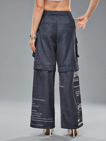 MAALAVIDAA Artist Casual Printed Loose Pocket Long Pants For Women