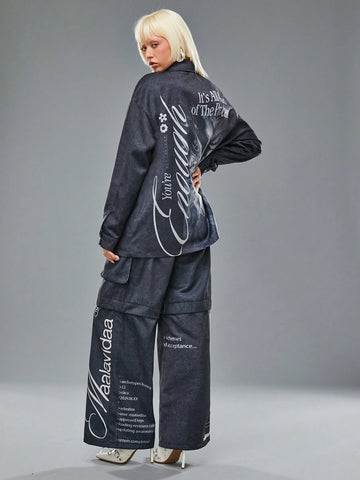MAALAVIDAA Artist Casual Printed Loose Pocket Long Pants For Women