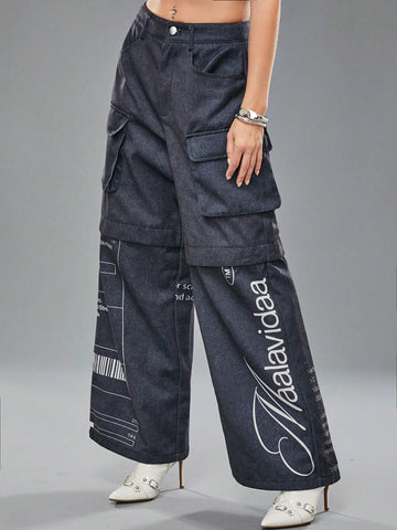 MAALAVIDAA Artist Casual Printed Loose Pocket Long Pants For Women