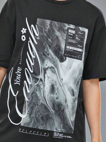 Women's Casual Letter Print Round Neck Dropped Shoulder Loose T-Shirt, Summer Designer