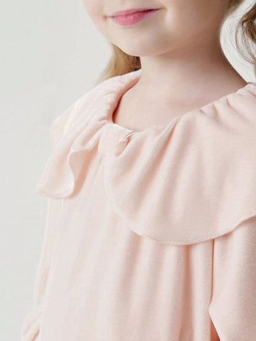 Long Sleeve Velvet Dress Collar And Puff Sleeves, Elegant Style , Autumn