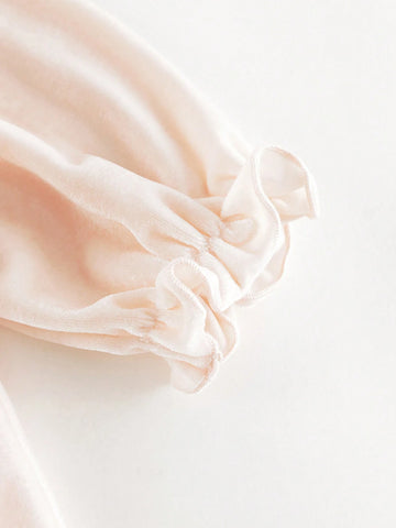 Long Sleeve Velvet Dress Collar And Puff Sleeves, Elegant Style , Autumn