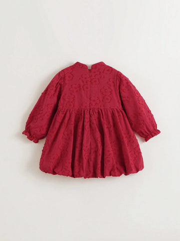 Young Girls Baby Chinese Style Floral Jacquard Mandarin Collar Cheongsam Qipao Dress, Red, Autumn/Winter