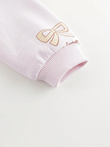 Young Girls Baby Sweet Butterfly Print Patchwork Hem Round Neck Long Sleeve Casual Dress Hoodie Dress, Autumn