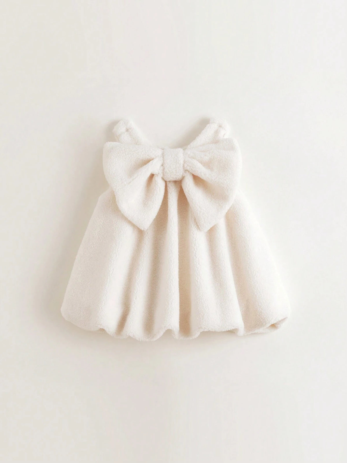 Young Girls Cute Big Bow Floral Sleeveless Fleece Dress, Autumn/Winter