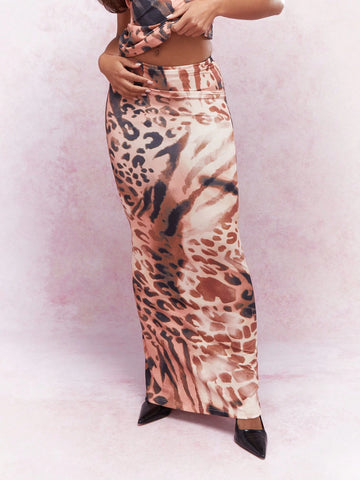 MISSGUIDED Animal Print Cami Top And Bodycon Maxi Skirt Co-Ord Set