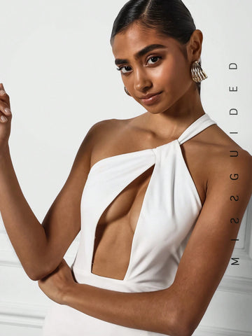 MISSGUIDED Asymmetric Cut Out Slit Back Maxi Dress