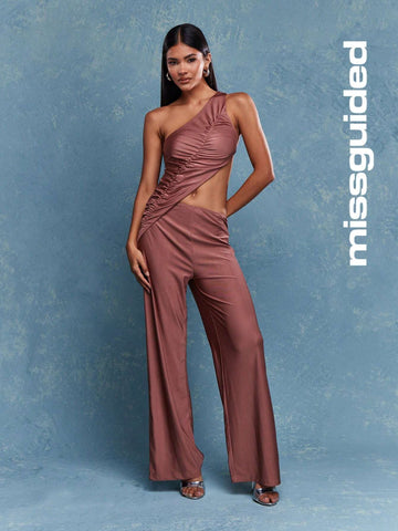 MISSGUIDED Asymmetric One Shoulder Cut Out Jumpsuit
