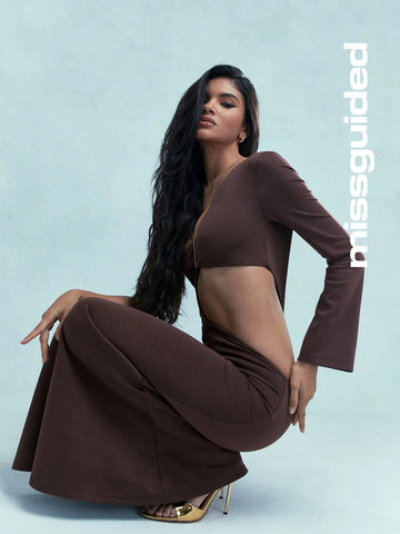 MISSGUIDED Asymmetric One Sleeve Cut Out Maxi Dress