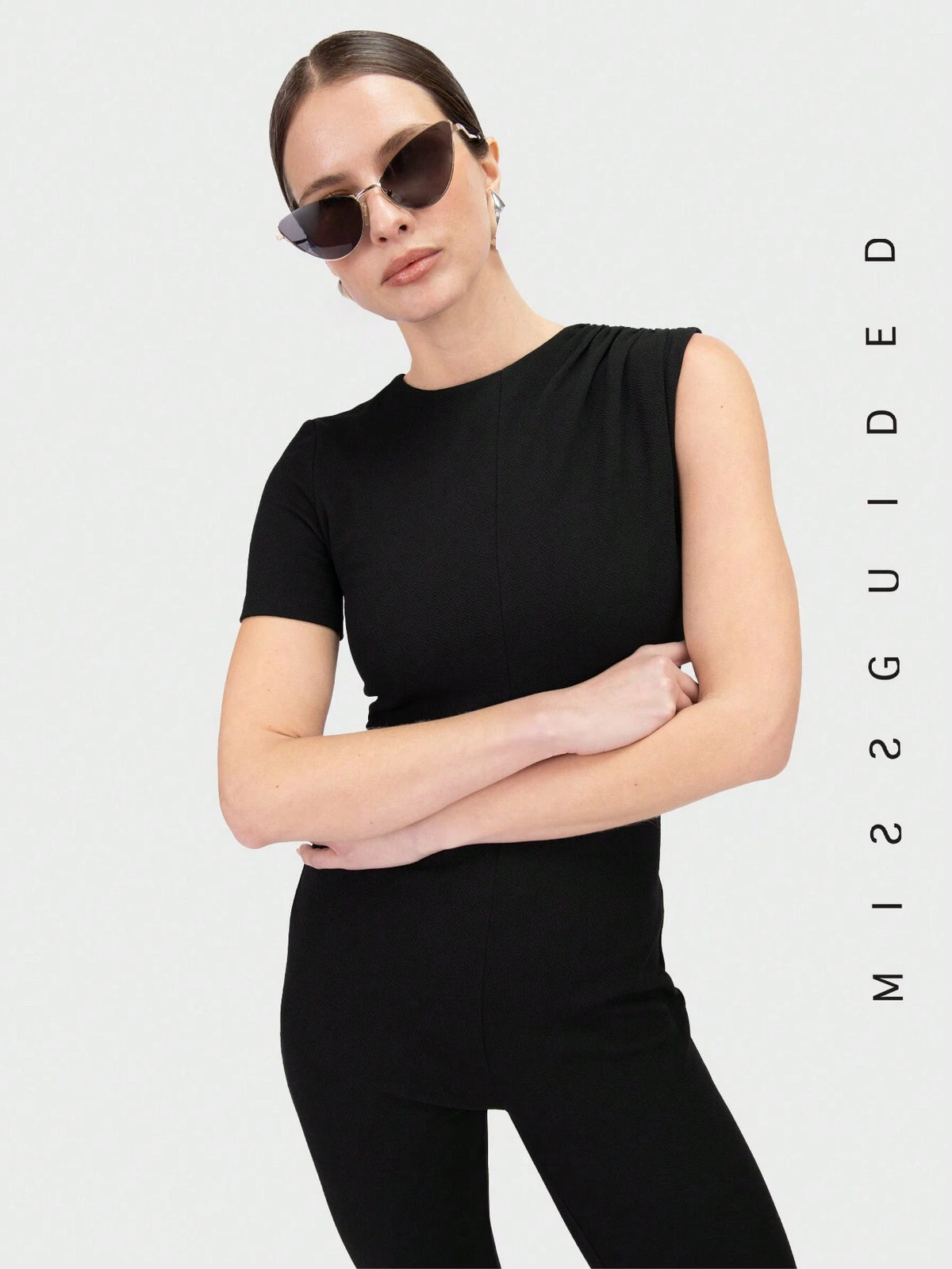 MISSGUIDED Asymmetric Sleeved Unitard