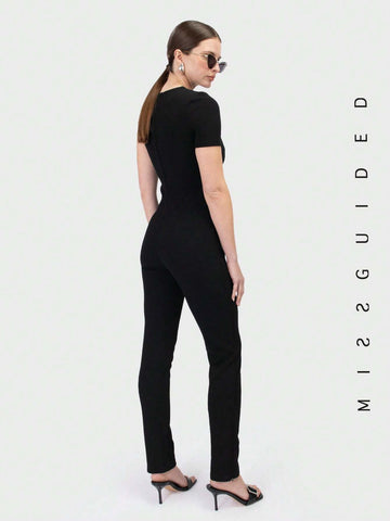MISSGUIDED Asymmetric Sleeved Unitard