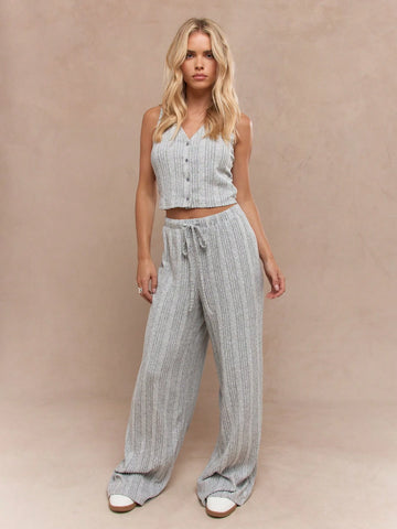 MISSGUIDED Brushed Ribbed Vest And Wide Leg Pants Two Piece Lounge Co-Ord Set