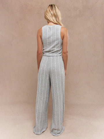 MISSGUIDED Brushed Ribbed Vest And Wide Leg Pants Two Piece Lounge Co-Ord Set