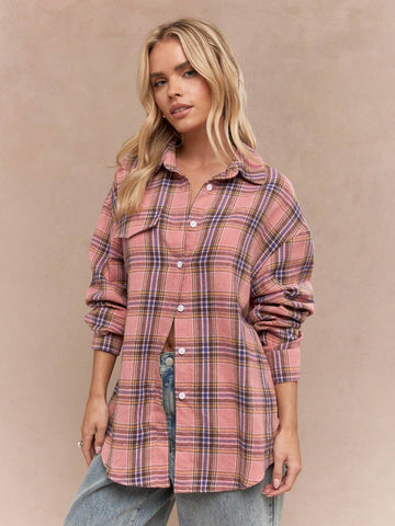 MISSGUIDED Checked Oversized Shirt