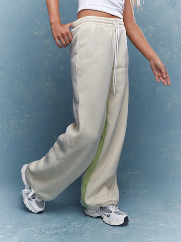 MISSGUIDED Contrast Stripe Wide Leg Sweat Pant With Drawstrings
