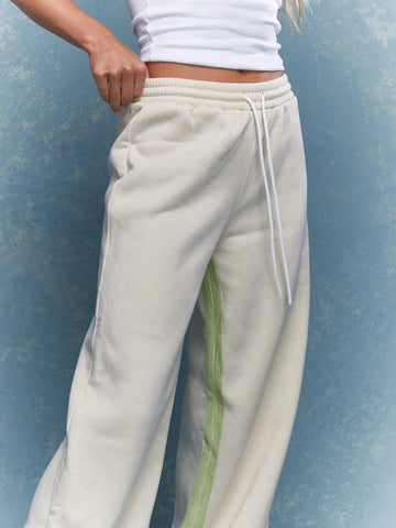 MISSGUIDED Contrast Stripe Wide Leg Sweat Pant With Drawstrings