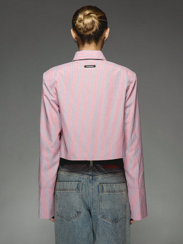 MISSGUIDED Cropped Boxy Striped Shirt