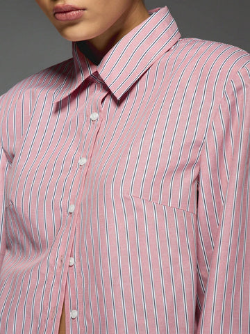 MISSGUIDED Cropped Boxy Striped Shirt