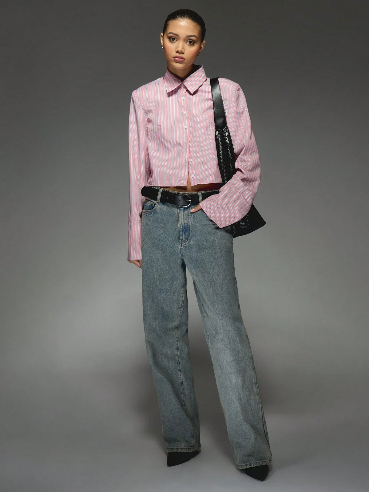 MISSGUIDED Cropped Boxy Striped Shirt