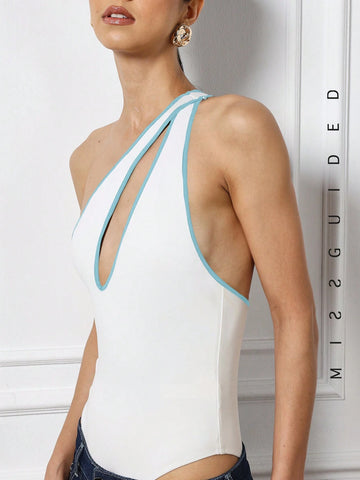 MISSGUIDED Cut Out Detail Contrast Binding Bodysuit