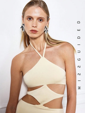MISSGUIDED Cut Out Halter Mini Dress