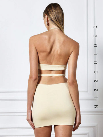 MISSGUIDED Cut Out Halter Mini Dress