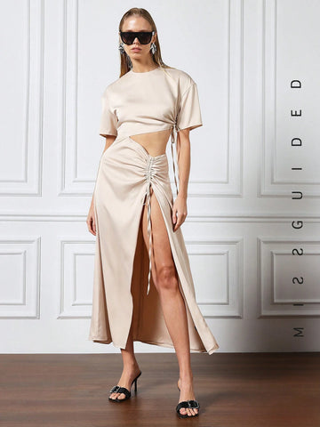 MISSGUIDED Cut Out Side Slit Maxi Dress