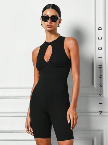 MISSGUIDED Cut Out Sleeveless Short Unitard