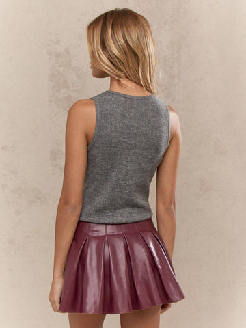 MISSGUIDED Faux Leather Box Pleated Raw Hem Mini Skirt