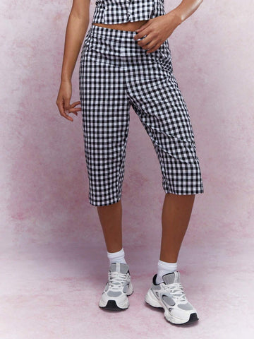 MISSGUIDED Gingham Print Tank Top & Capris Pants Co-Ord Set