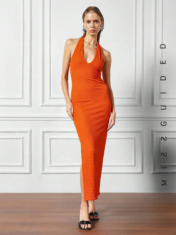 MISSGUIDED Halter Bodycon Maxi Dress