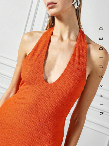 MISSGUIDED Halter Bodycon Maxi Dress