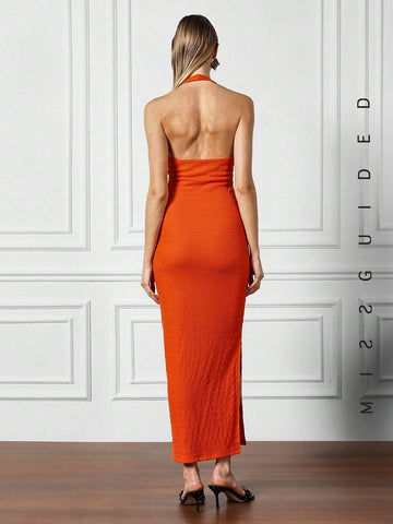 MISSGUIDED Halter Bodycon Maxi Dress