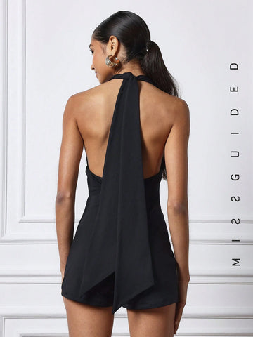MISSGUIDED Halter Neck Playsuit