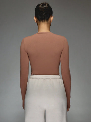 MISSGUIDED Jersey Round Neck Long Sleeves Bodysuit